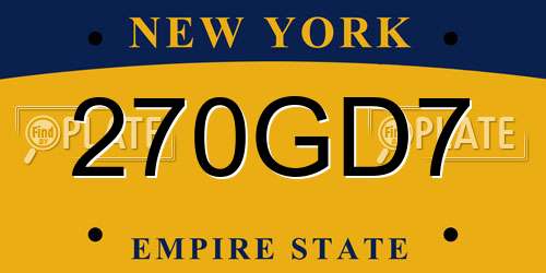 270GD7 New York License Plate