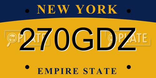 270GDZ New York License Plate