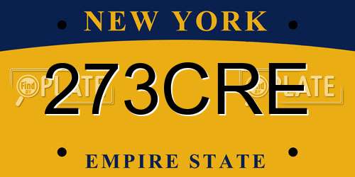 273CRE New York License Plate
