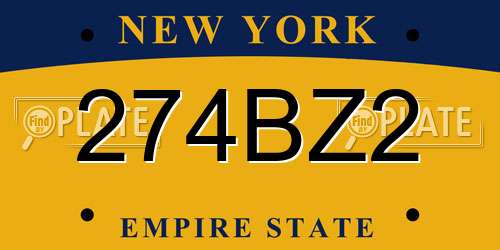 274BZ2 New York License Plate