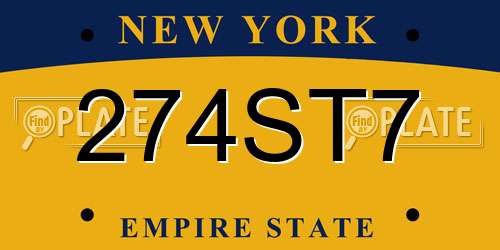 274ST7 New York License Plate