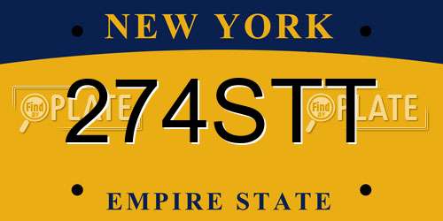 274STT New York License Plate