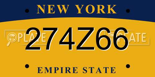 274Z66 New York License Plate