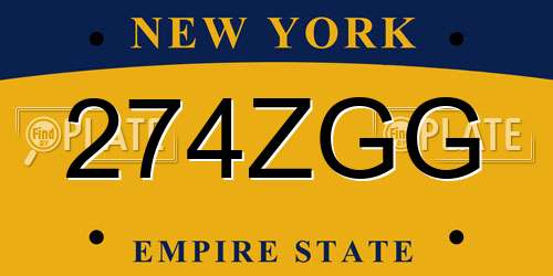 274ZGG New York License Plate
