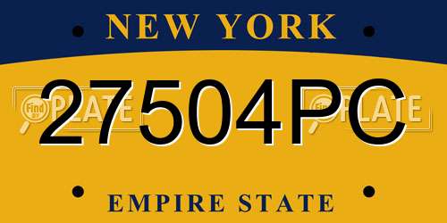 27504PC New York License Plate