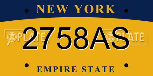 2758AS New York License Plate