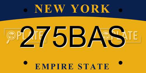 275BAS New York License Plate
