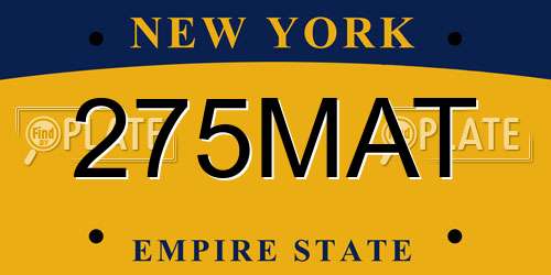 275MAT New York License Plate