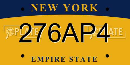 276AP4 New York License Plate