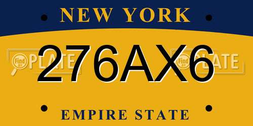 276AX6 New York License Plate