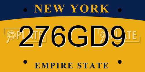 276GD9 New York License Plate