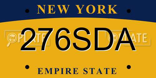 276SDA New York License Plate