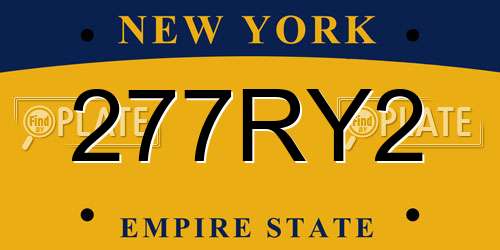 277RY2 New York License Plate