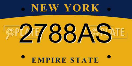 2788AS New York License Plate