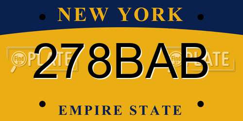 278BAB New York License Plate