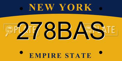 278BAS New York License Plate