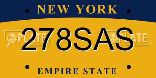 278SAS New York License Plate