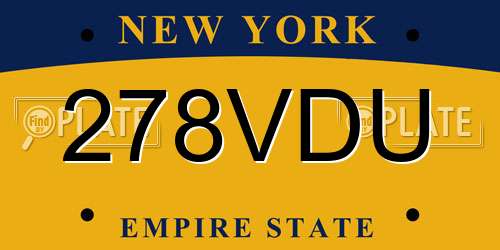 278VDU New York License Plate