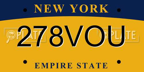 278VOU New York License Plate