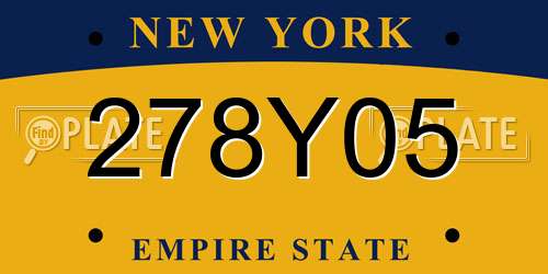 278Y05 New York License Plate