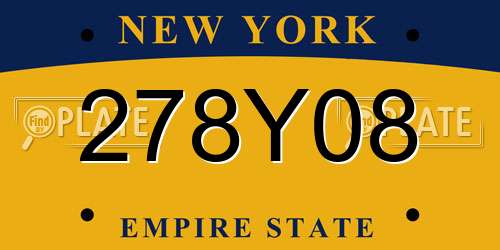 278Y08 New York License Plate