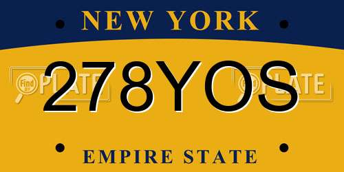 278YOS New York License Plate