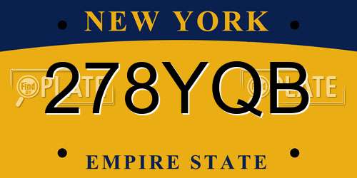 278YQB New York License Plate