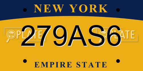 279AS6 New York License Plate