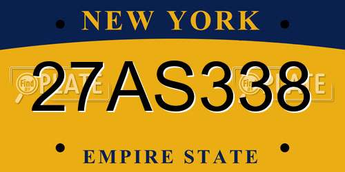 27AS338 New York License Plate