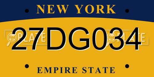 27DG034 New York License Plate