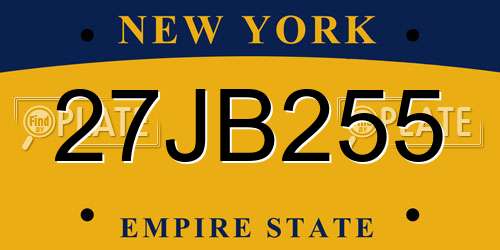 27JB255 New York License Plate