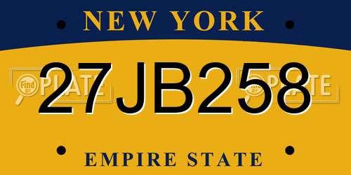 27JB258 New York License Plate