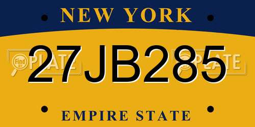 27JB285 New York License Plate