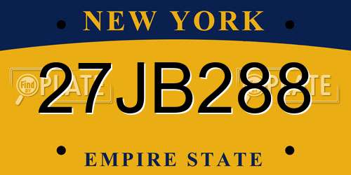 27JB288 New York License Plate