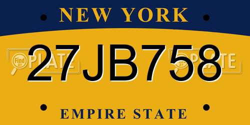 27JB758 New York License Plate