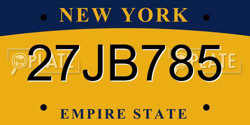 27JB785 New York License Plate
