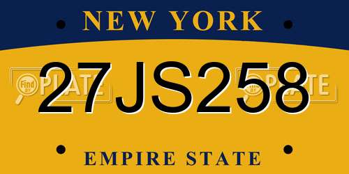 27JS258 New York License Plate