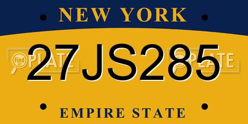 27JS285 New York License Plate