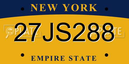27JS288 New York License Plate
