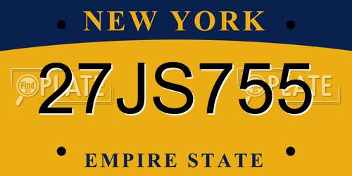 27JS755 New York License Plate