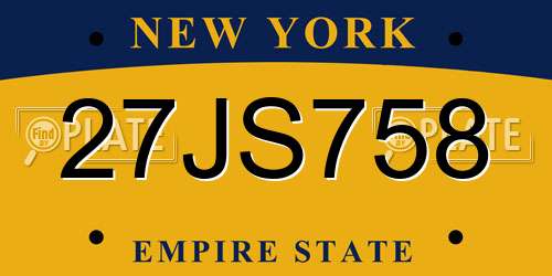 27JS758 New York License Plate