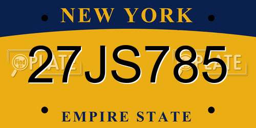 27JS785 New York License Plate