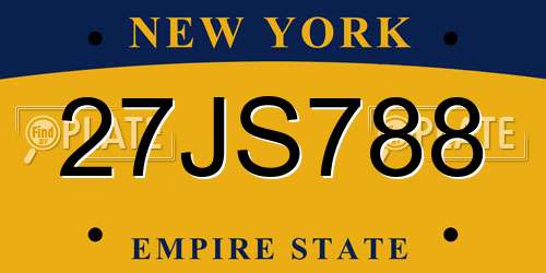 27JS788 New York License Plate