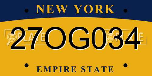 27OG034 New York License Plate