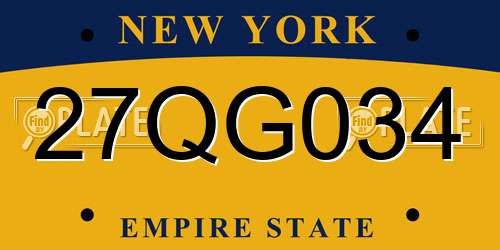 27QG034 New York License Plate