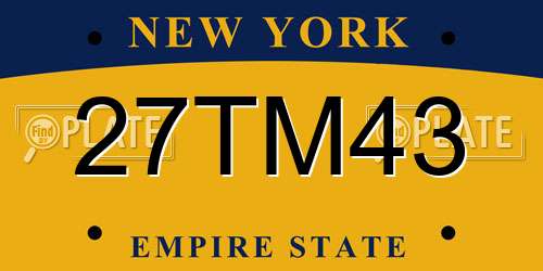 27TM43 New York License Plate