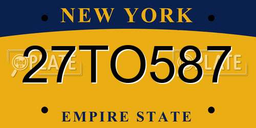 27TO587 New York License Plate