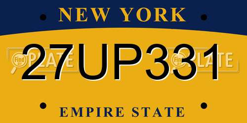 27UP331 New York License Plate
