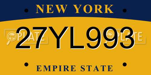 27YL993 New York License Plate