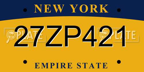 27ZP421 New York License Plate